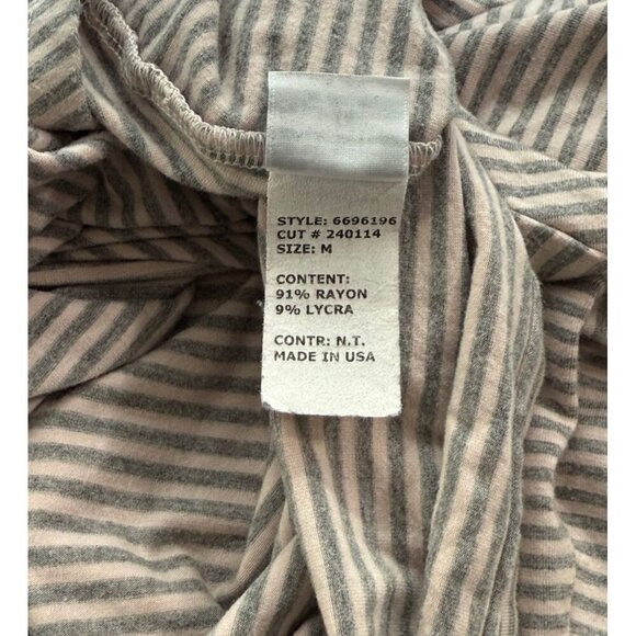 Cut Loose Soft Jersey Knit Top Stretchy 3/4 Sleeve Pink Gray Stripe Swing Size M - Picture 7 of 8